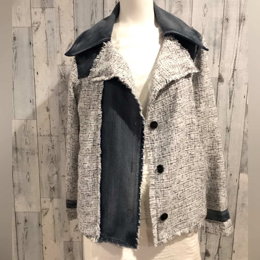 NWOT Violet Ruby tweed and denim jacket.